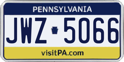 PA license plate JWZ5066