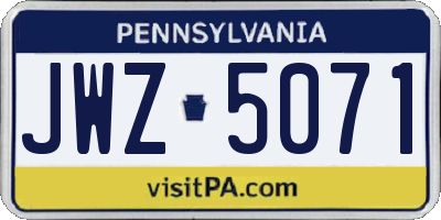 PA license plate JWZ5071