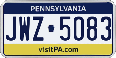 PA license plate JWZ5083