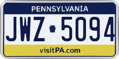 PA license plate JWZ5094