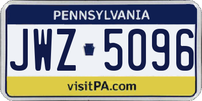 PA license plate JWZ5096