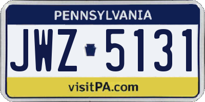 PA license plate JWZ5131