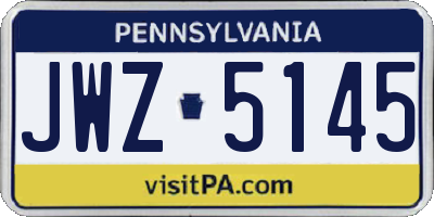 PA license plate JWZ5145