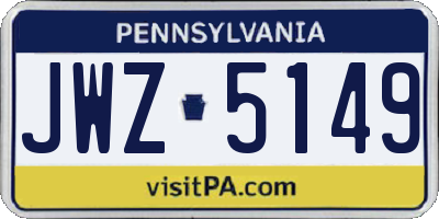 PA license plate JWZ5149