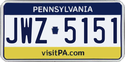 PA license plate JWZ5151