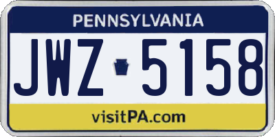 PA license plate JWZ5158