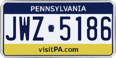 PA license plate JWZ5186