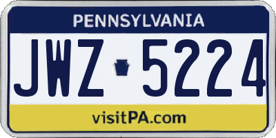 PA license plate JWZ5224