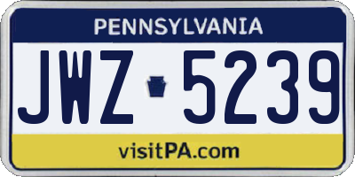 PA license plate JWZ5239