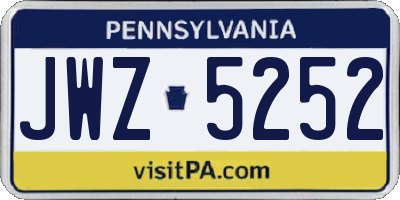 PA license plate JWZ5252
