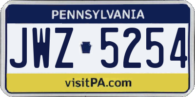 PA license plate JWZ5254