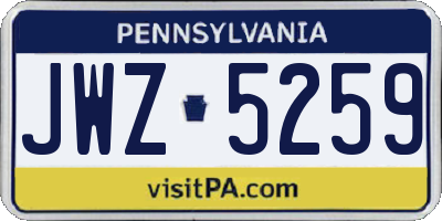 PA license plate JWZ5259