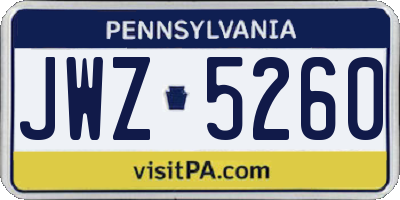 PA license plate JWZ5260
