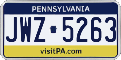 PA license plate JWZ5263