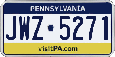 PA license plate JWZ5271