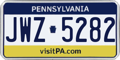 PA license plate JWZ5282