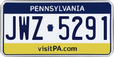 PA license plate JWZ5291