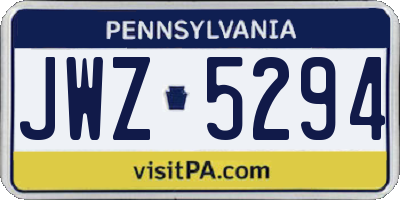PA license plate JWZ5294