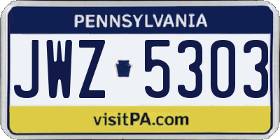 PA license plate JWZ5303