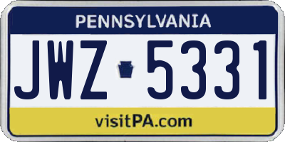 PA license plate JWZ5331