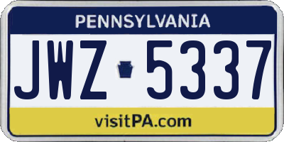 PA license plate JWZ5337
