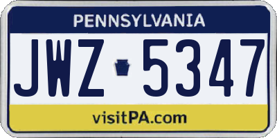 PA license plate JWZ5347