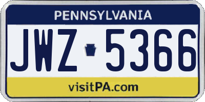 PA license plate JWZ5366