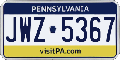 PA license plate JWZ5367