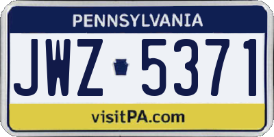 PA license plate JWZ5371