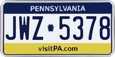 PA license plate JWZ5378
