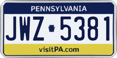 PA license plate JWZ5381