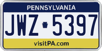 PA license plate JWZ5397