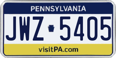 PA license plate JWZ5405