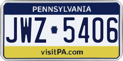 PA license plate JWZ5406