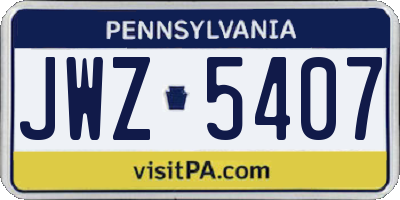 PA license plate JWZ5407