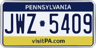 PA license plate JWZ5409