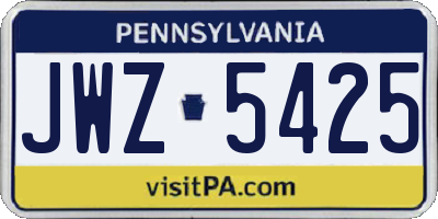 PA license plate JWZ5425
