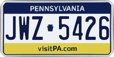 PA license plate JWZ5426