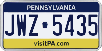 PA license plate JWZ5435