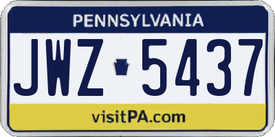 PA license plate JWZ5437