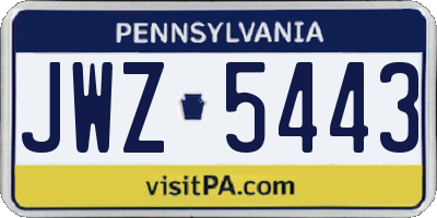 PA license plate JWZ5443