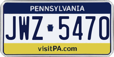 PA license plate JWZ5470