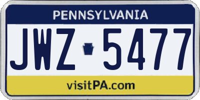 PA license plate JWZ5477