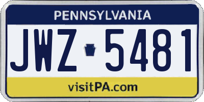 PA license plate JWZ5481