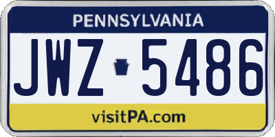 PA license plate JWZ5486