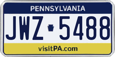 PA license plate JWZ5488