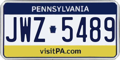 PA license plate JWZ5489