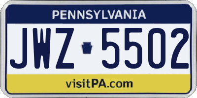 PA license plate JWZ5502