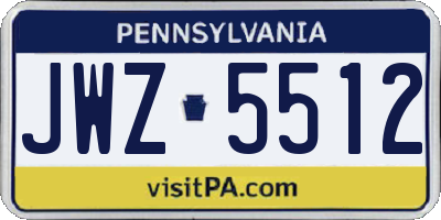 PA license plate JWZ5512