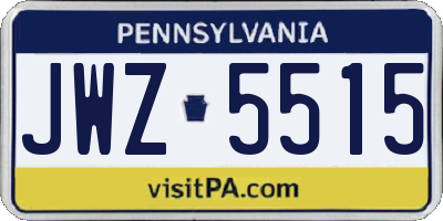 PA license plate JWZ5515